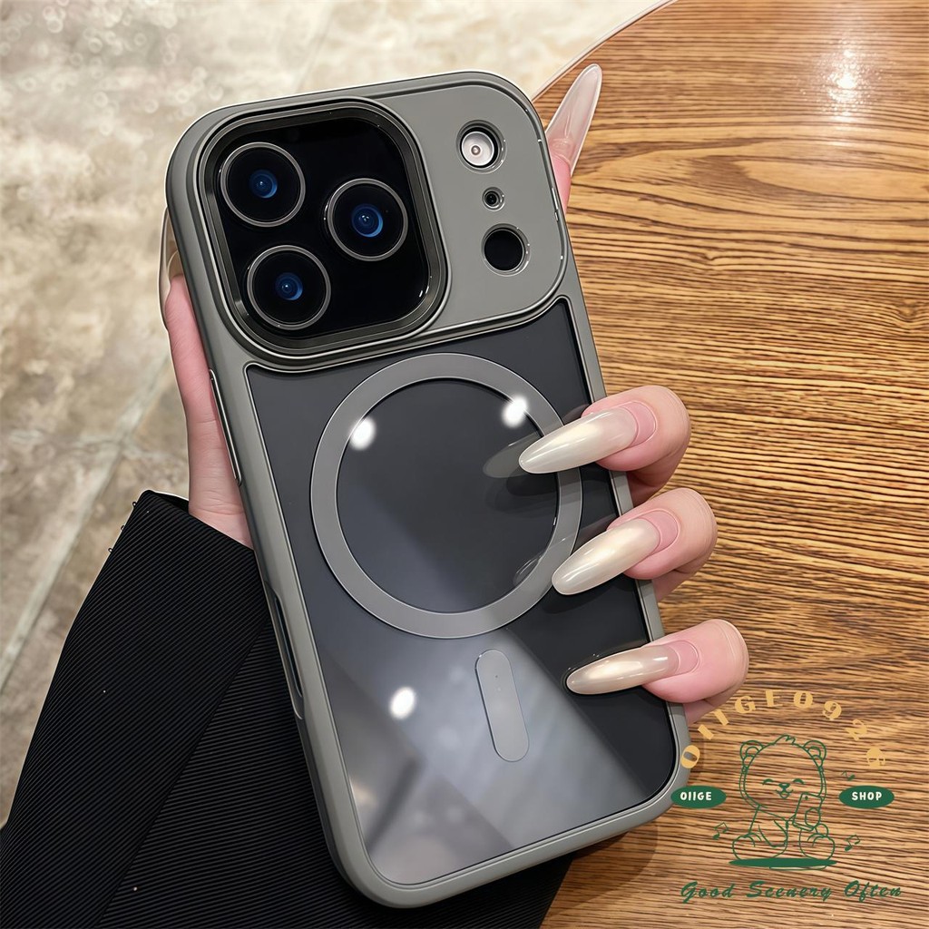 【 Ốp lưng iPhone17 】 Vỏ điện thoại acrylic từ tính da lỏng màu cam iphone17 Pro Max 16 15 cho vỏ iPhone Vỏ mềm silicon TPU chống sốc