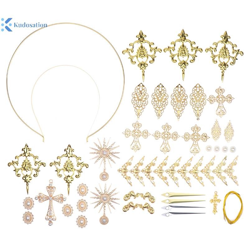 Kudosation Lolita gai vương miện đính cườm chuỗi Tiara Gothic Phụ kiện sang trọng Mũ nón Vật liệu tự làm Gói