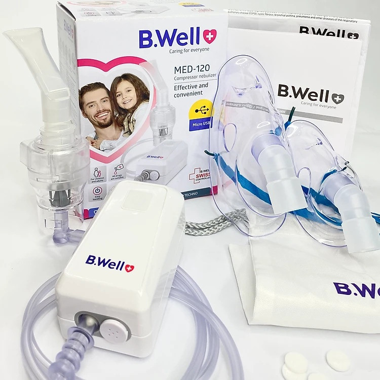 [VOUCHER 50K MỞ BÁN] Máy xông phun khí dung mũi họng B.Well Swiss MED-120 Nhập khẩu Thụy Sỹ chính hãng Bảo hành 3 năm