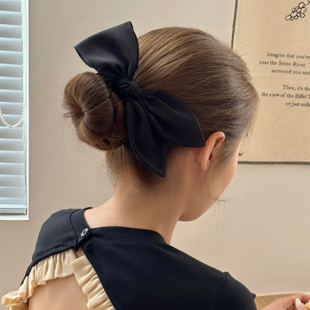 Dây buộc tóc nữ thanh lịch Dây buộc tóc nơ Satin kiểu Pháp