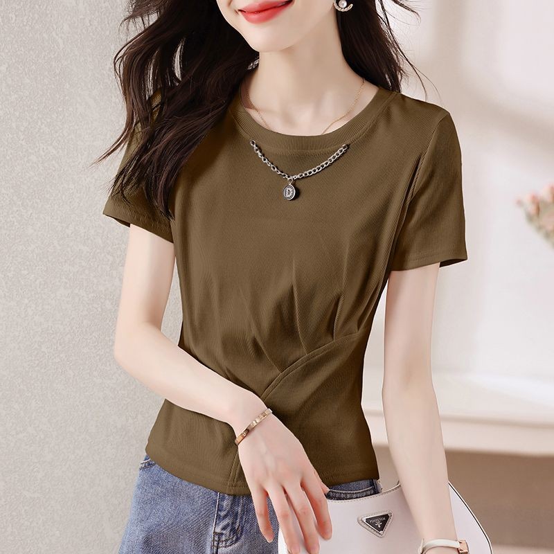 Áo thun ngắn tay nữ, thời trang mới mùa hè, thiết kế đơn giản và thoải mái
