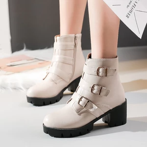CHD34-46 Kích Thước Lớn Đi Lại Hàng Ngày Phù Hợp Với Tất Cả Trận Đấu Dây Kéo Bên Dây Kéo Dày Đế Dày Nữ Ngắn-