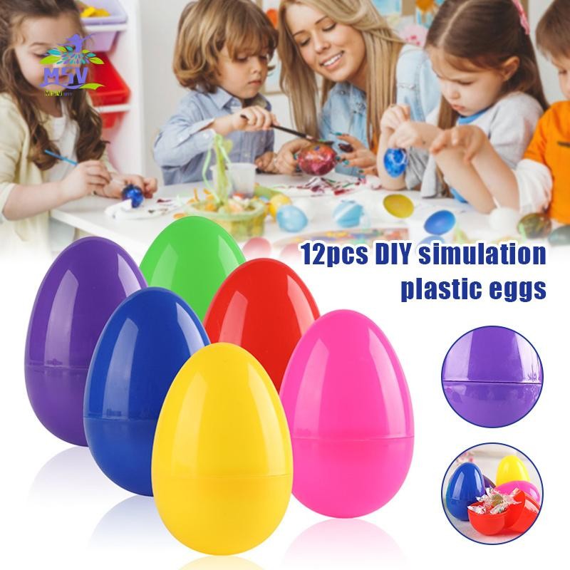 12 Trứng Phục Sinh Đầy Màu Sắc Trẻ Em Handmade Diy Vỏ Trứng Nhựa Tự Làm