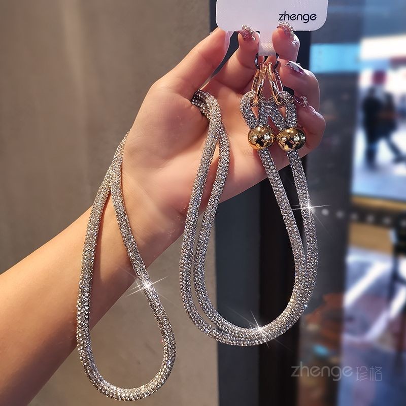 Phụ Kiện Điện Thoại Di Động Sang Trọng Cao Cấp Nhấp Nháy Kim Cương Điện Thoại Di Động Dây Xích Dài Đeo Ngang Túi Thời Trang Nữ Dây Đeo Mặt Dây Đeo Điện Thoại Di Động Đa Năng