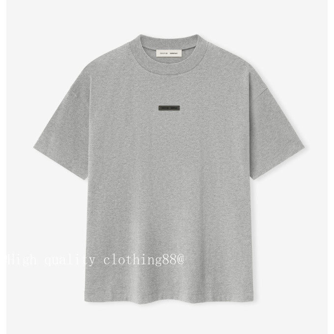 Chất Lượng Cao FEAR OF GOD ESSENTIALS Handmade Nhãn Nhỏ Khung Lưng Chải Chữ logo Áo Thun Tay Ngắn
