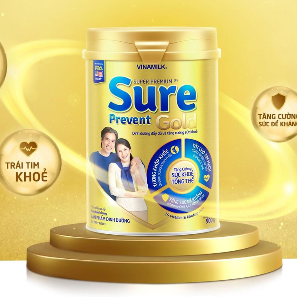 Sữa bột cho người lớn tuổi Vinamilk Sure Prevent 900g (Hộp thiếc) - bổ ...
