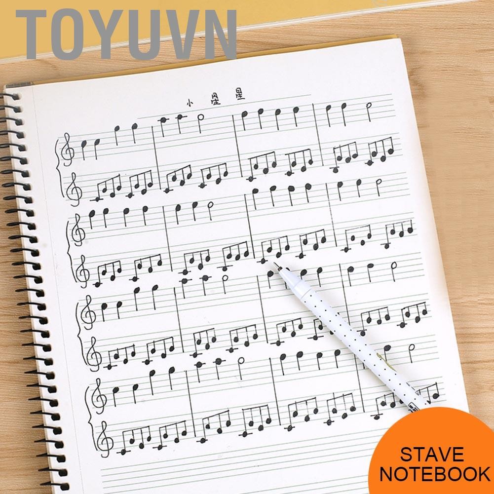 toyuvn Aumotop 50 trang Ký hiệu âm nhạc Nhân viên Sổ tay Âm nhạc Giấy viết Bản thảo Stave Sao chép Điểm Nhạc sĩ Nghiệp dư Piano đen Nốt Gấu vàng (đàn piano đen)