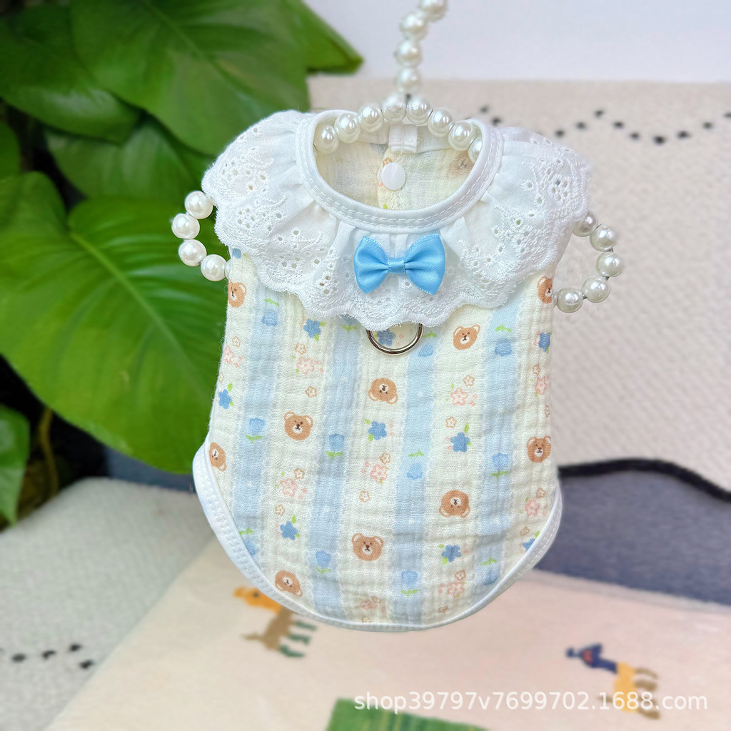 Mùa Xuân Mùa Hè Thoáng Khí Bánh Ren Áo Thú Cưng Chó Mèo Quần Áo Bán Buôn Điều Hòa Không Khí Phù Hợp Với Sling Bichon Teddy Chó