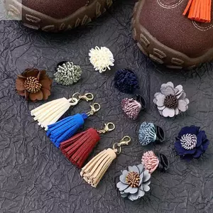 AWNGD Dây Giày Quyến Rũ, Da Hoa Maill Tua Rua Khóa Dây Giày, Mặt Dây Chuyền Charm Khóa Hoa DIY Phụ Kiện Trang Trí Giày Thể Thao