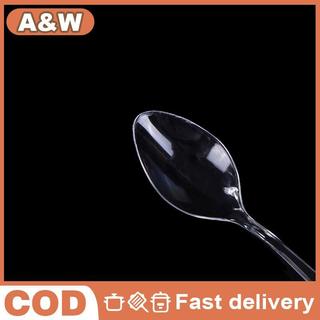 A & W 50 / 100 Chiếc Dùng Một Lần Mini Món Tráng Miệng Thớt Nĩa Cho Bánh Kem Jelly Pudding Đảng Nhựa Trong Suốt Phục Vụ Thìa