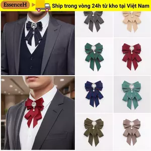 ESSENCEH Nơ, Thắt Nơ Ruy Băng Kim Cương Giả, Vải Thời Trang Nghệ Thuật Handmade Pha Lê Cà Vạt Cổ Cho Nam Và Nữ