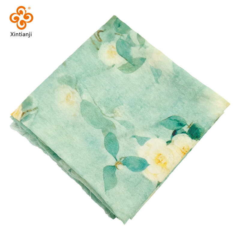 Mới Phong Cách Trung Hoa Mẫu Đơn In Tencel Vải Lanh Retro Hoa Xanh Hoa Văn Mềm Mại Thoáng Khí Cho Đầm 50x150cm