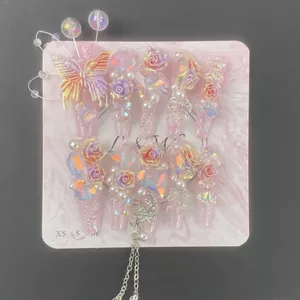 Nâng Cao Có Thể Tháo Rời Miếng Dán Nguyên Chất Ba Chiều Đeo Móng Tay Trắng Dạ Quang Móng Tay Camellia Hoa Mềm Tua Rua