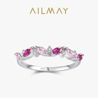 Ailmay Bạc 925 Hồng Ruby Zircon Nhẫn Trang Sức Nhẫn Đính Hôn Cho Nữ