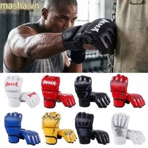 1 Đôi Găng Tay Tập Luyện, Găng Tay Đấm Bốc Đa Năng Nửa Ngón, Đệm Da Bền Găng Tay Kickboxing Chuyên Nghiệp Cho Người Lớn Sanda Boxing UFC Huấn Luyện