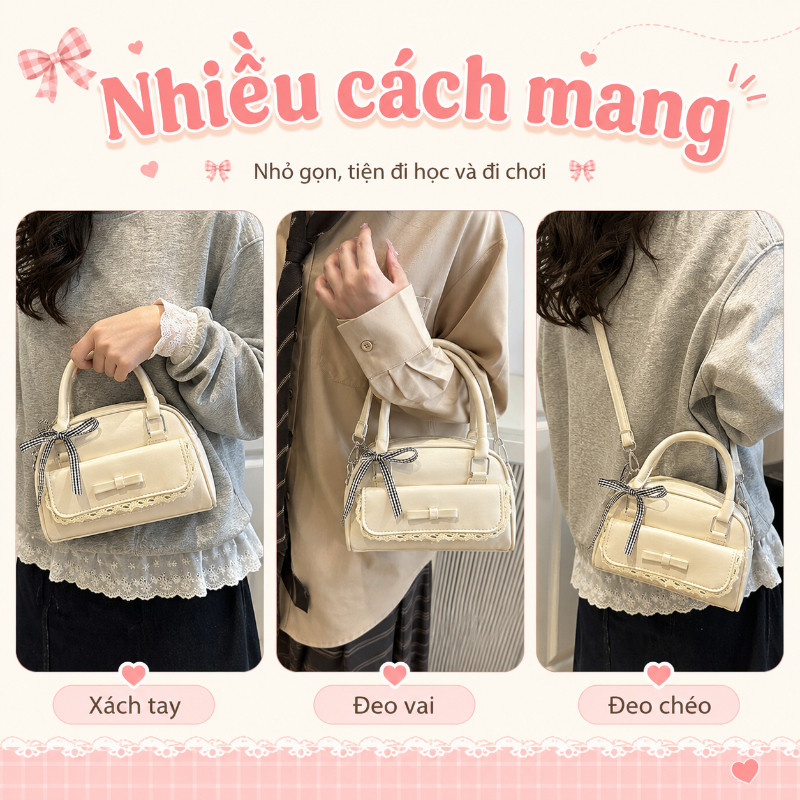 Túi Xách Da PU Phối Ren Thời Thượng - Phong Cách Tiểu Thư Thanh Lịch, Thiết Kế Tinh Tế Cho Mọi Cô Gái Yêu Cái Đẹp
