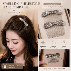 Kẹp Lược Nơ Kim Cương Giả Lấp Lánh, Pha Lê Sang Trọng, Thanh Lịch & An Toàn Cho Tóc Đầu Lâu Cao Cấp