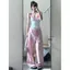 Thiết kế Mỹ Cảm giác mặc nhiều lớp Áo Vest màu tương phản Bộ đồ hai mảnh Nữ Hot Girl In chữ không tay Slim-fit Sli