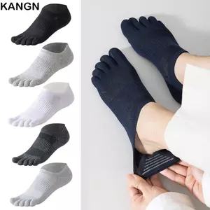 Tất 5 ngón KANGN, Tất mũi Serasox màu trơn thấm mồ hôi, Tất chân trần thoáng khí thời trang Tất thuyền mỏng dành cho nam