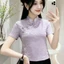Áo sơ mi ôm ngực nghiêng phong cách Trung Quốc phong cách mới mùa hè, áo thun ngắn tay, áo dành cho nữ