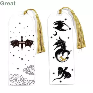 Đánh dấu đọc sách TUYỆT VỜI, Dấu trang Acrylic trong suốt, Quà tặng hoạt hình Nhãn sách Anime Rồng đen bằng nhựa