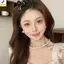 < YEI > Kẹp Tóc Nửa Pha Lê Tinh Tế Đính Kim Cương Giả Bên Kẹp Tóc Cá Mập Cho Nữ Mới