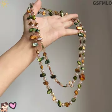 Vòng cổ dài GSFMLO, Vòng cổ cổ cổ đầy màu sắc có thể xếp chồng lên nhau, Vòng cổ cổ cổ điển Bohemian đính cườm dành cho nữ