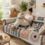 Thảm dã ngoại họa tiết mèo may mắn, khăn trải ghế sofa, thảm cắm trại, thảm bãi biển, thảm chụp ảnh, dễ gấp gọn