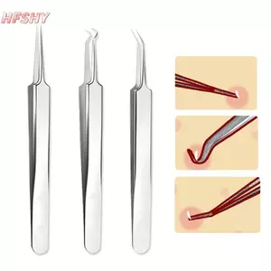 Nhíp kim HFSHY Loại bỏ mụn đầu nhọn Đầu uốn cong Dụng cụ chăm sóc da mặt VN