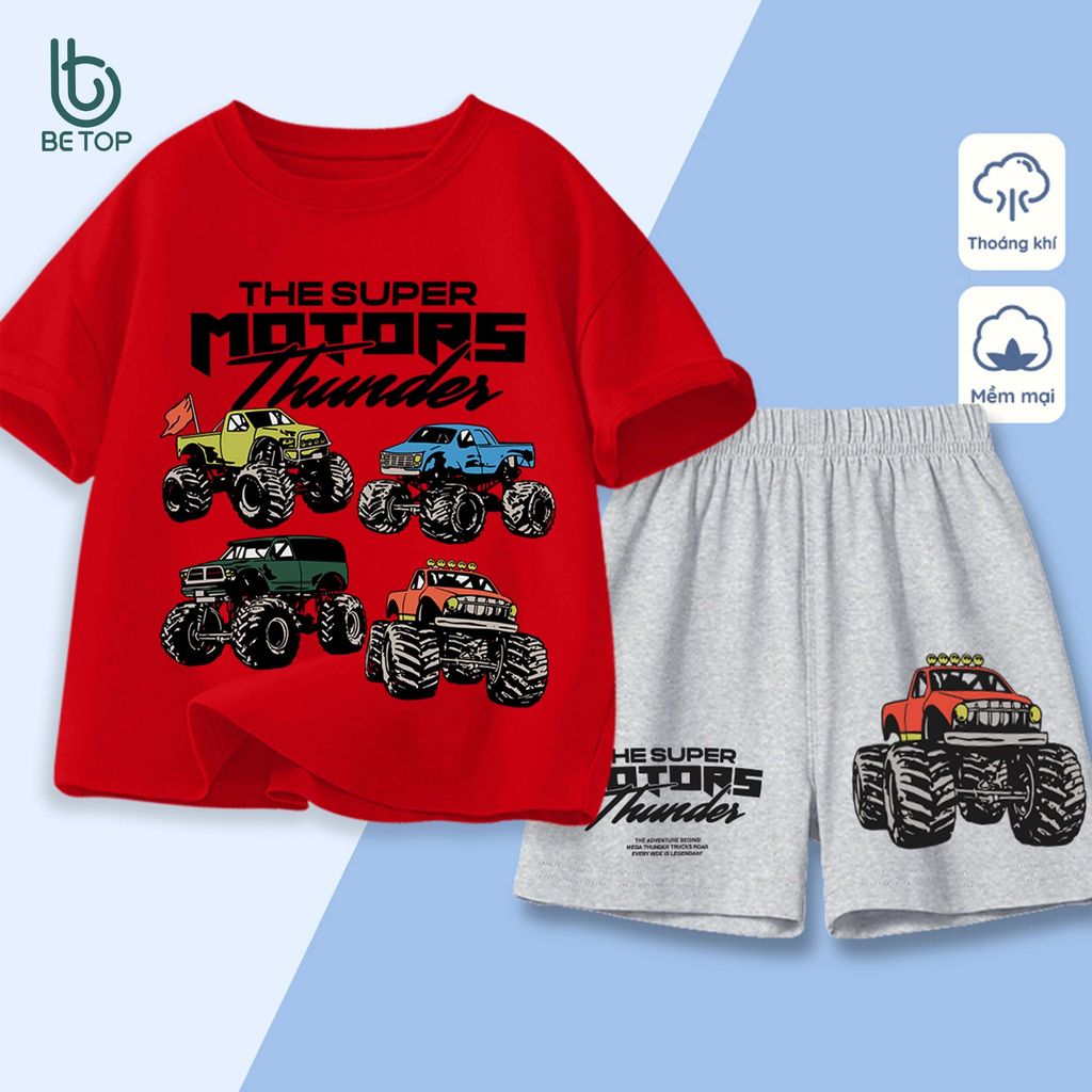 Bộ Quần Áo Bé Trai BETOP 2026, Đồ Bộ Thun Cotton In Hình Ô Tô Độc Đáo Cho Bé B-CA31-30