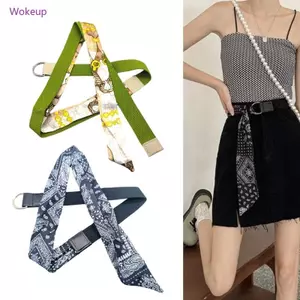 Woke Thời Trang Hot Girls Chắp Vá Khăn Lụa Thắt Lưng Đa Năng Áo Y2k Bé Gái Phong Cách Dân Tộc Dây Thắt Lưng Có Thể Điều Chỉnh