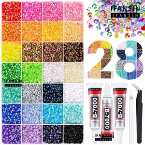 Bộ kim cương giả nhựa FANSIN, Trang trí DIY Thạch thạch nhiều màu, Đá cẩm thạch biển thủ nghệ thuật lấp lánh nóng bỏng cho phụ kiện trang điểm