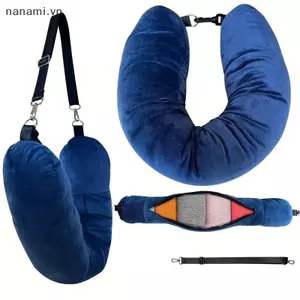 Gối du lịch Ne có túi đựng quần áo có thể đổ đầy Vỏ gối hình chữ U Vỏ gối lông cừu pha lê Ne cho du lịch trên máy bay [VN]
