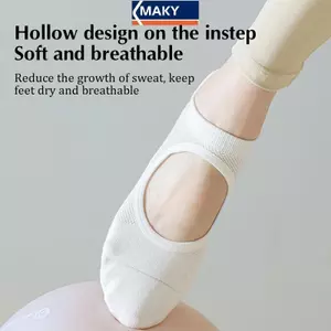 MAKY 90% Cotton Yoga Sos Cotton Chống Trượt Silicone Thể Dục Trong Nhà Pu Lati Sos Nữ Không Xương Ba Rò Rỉ Thể Thao Sos VN