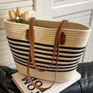 Túi sức chứa lớn Phong cách mới Tất cả các trận đấu Dây bông một vai Túi dệt bên bờ biển Đi làm kỳ nghỉ