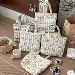 Túi Tote Nhỏ BRARAA, Túi Xách Ngoài Trời Quilted Siêu Nhẹ, Túi Đựng Cơm Trưa In Hoa Di Động Dung Tích Lớn Nghệ Thuật