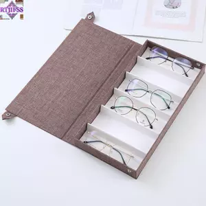 RTJIFSS Kính 6 Khe, Hộp Bảo Quản Kính Di Động Chống Áp Lực, Vải Lanh Bền Đa Lưới Kính Hiển Thị Hộp Dành Cho Nữ