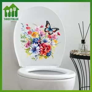 SWEET Bướm Xung Quanh Hoa Nhà Vệ Sinh Stier Trang Trí Nhà Cửa Nắp Bồn Cầu WC Đa Năng Chống Thấm Nước Đề Can Phụ Kiện Phòng Tắm n