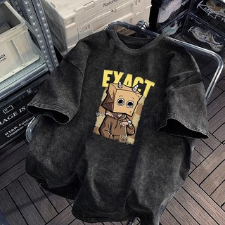 Áo thun 100% cotton tay ngắn form rộng oversize cổ tròn mùa hè dày dặn vintage wash basic unisex