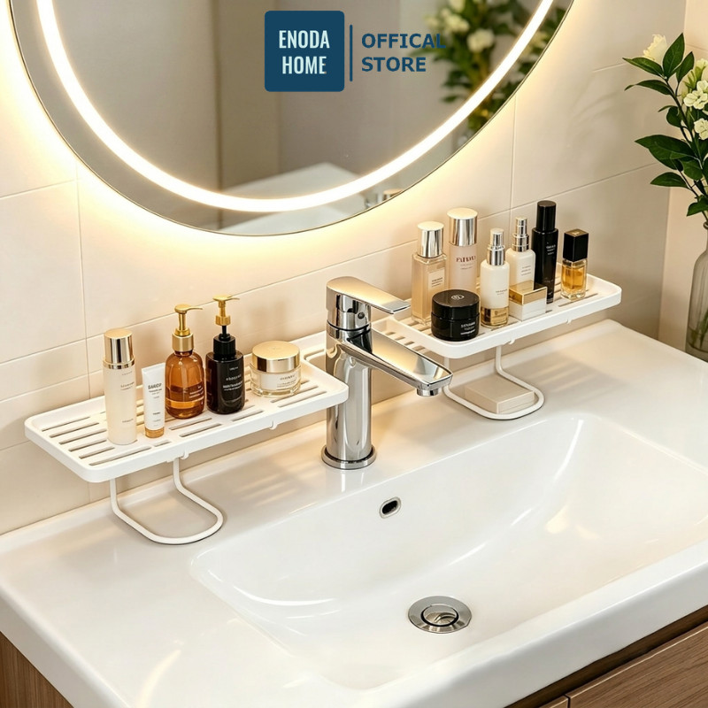 Kệ Để Đồ Bồn Rửa Mặt ENODA HOME, Giá Kệ Nhựa Đựng Đồ Đa Năng Phòng Tắm Rãnh Chữ U Bền Đẹp P048