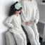 Bộ đồ ngủ gạc hai lớp thoáng khí dành cho trẻ em Áo Cardigan dài tay dành cho cha mẹ và con cái
