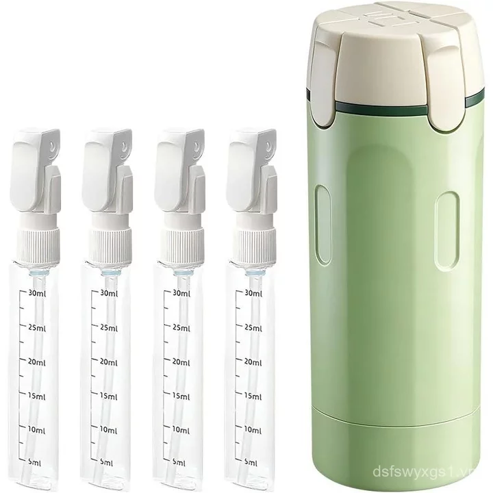Chai đựng du lịch 4 trong 1 có thể đổ lại, 2026 Chai du lịch 30ML mới dành cho đồ dùng vệ sinh, Hộp đựng kích thước du lịch chống rò rỉ, Chai dầu gội và dầu xả (Xanh +) (Xanh lá cây) E