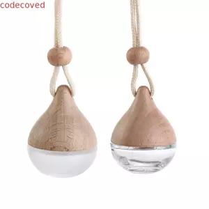 COSCOVED Mặt dây chuyền nước hoa ô tô DIY Nắp gỗ treo ô tô Mặt dây chuyền hương thơm Mặt dây chuyền rỗng Chai nước hoa Mini Chai tinh dầu Hộp đựng không khí tự động Fresher