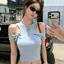Phong cách Hàn Quốc Hot Girl Off-the-Shoulder Bow Top Nữ Mùa hè Slim-fit Slimmer Look Tay áo ngắn màu xanh nhạt