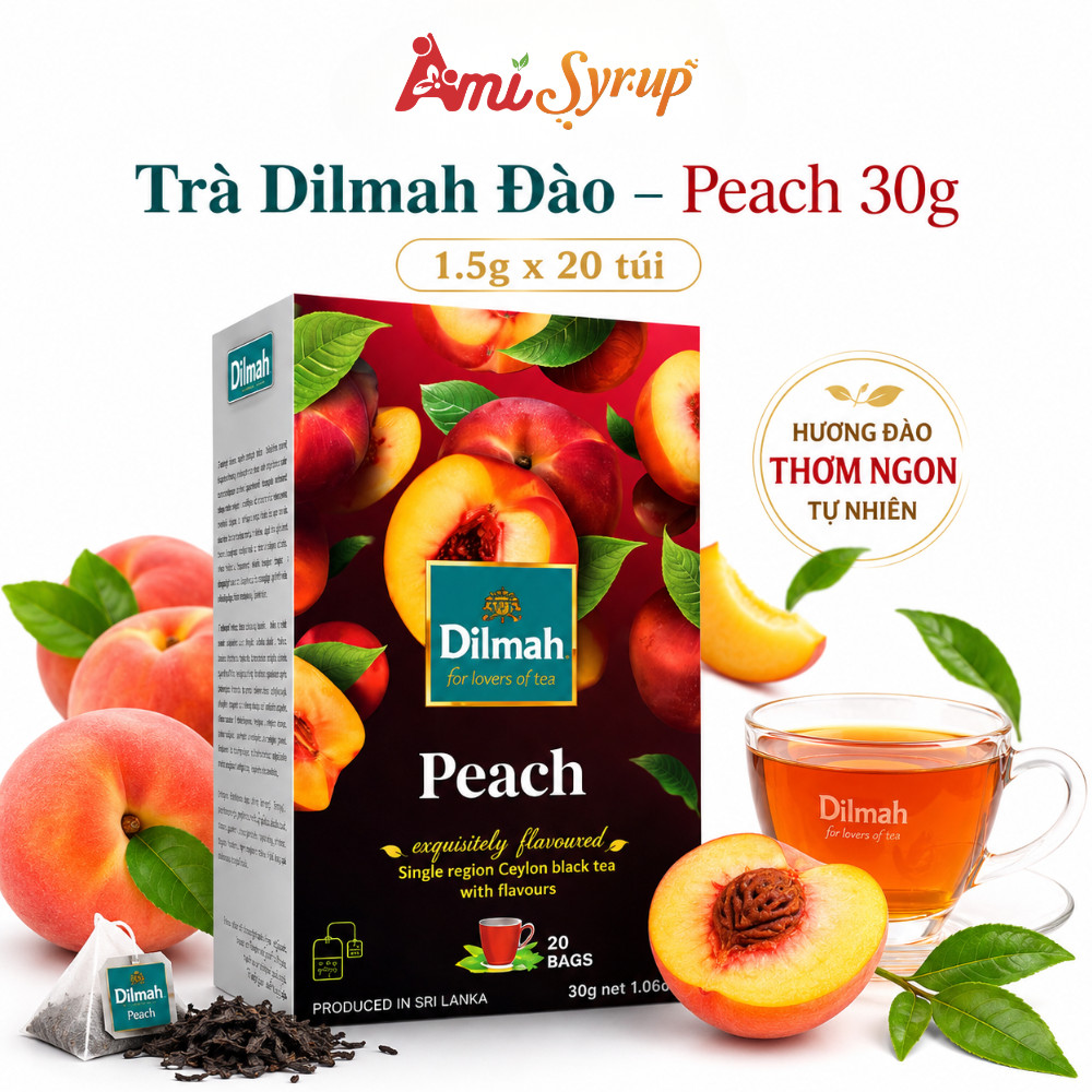 Trà Dilmah Đào – Peach 30g (1.5g x 20 túi) Hương Đào Ngọt Dịu, Vị Trà Đậm Đà Cho Ly Trà Thơm Ngát