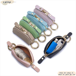 Túi thay đổi nhỏ CPINCP, Dây kéo hai đầu có khóa treo Ví đựng tiền xu, Túi lưu trữ Mini bằng da PU cầm tay màu trơn đa chức năng