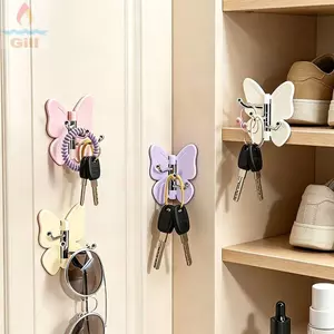 GILL 1 / 4 Móc Treo Tường Bướm, Móc Treo Tường Xoay Chống Thấm Nước Bằng Nhựa, Có Thể Xoay Tự Dính Không Khoan Dính Móc Treo Tường Trang Trí Nhà
