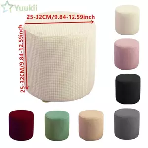 YUUKII Vỏ bọc Ottoman tròn, Vỏ bọc ghế đa năng chống bụi, Hình tròn bền bỉ Vỏ bọc bệ chân lông cừu cực đàn hồi cho đồ nội thất
