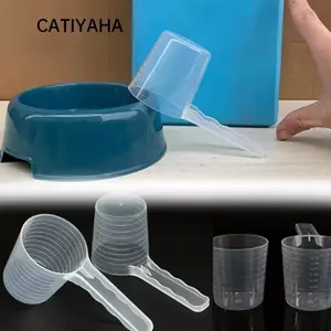 Thìa Đo Thức Ăn Cho Thú Cưng CATIYAHA, Cốc Đo Trong Suốt Bằng Nhựa, Tay Cầm Dài Bền 100ml Cho Chó Ăn Xẻng