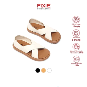 Giày Sandal Nữ 3cm Hở Mũi Kiểu Quai Chéo Chất Da Bò Thật Pixie H312